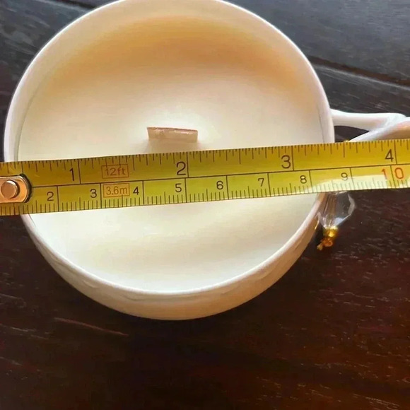 Hand Poured SoyCandle Upcycled Vintage Cup and Vintage Glass Bead Charm “Winter” - Picture 6 of 9